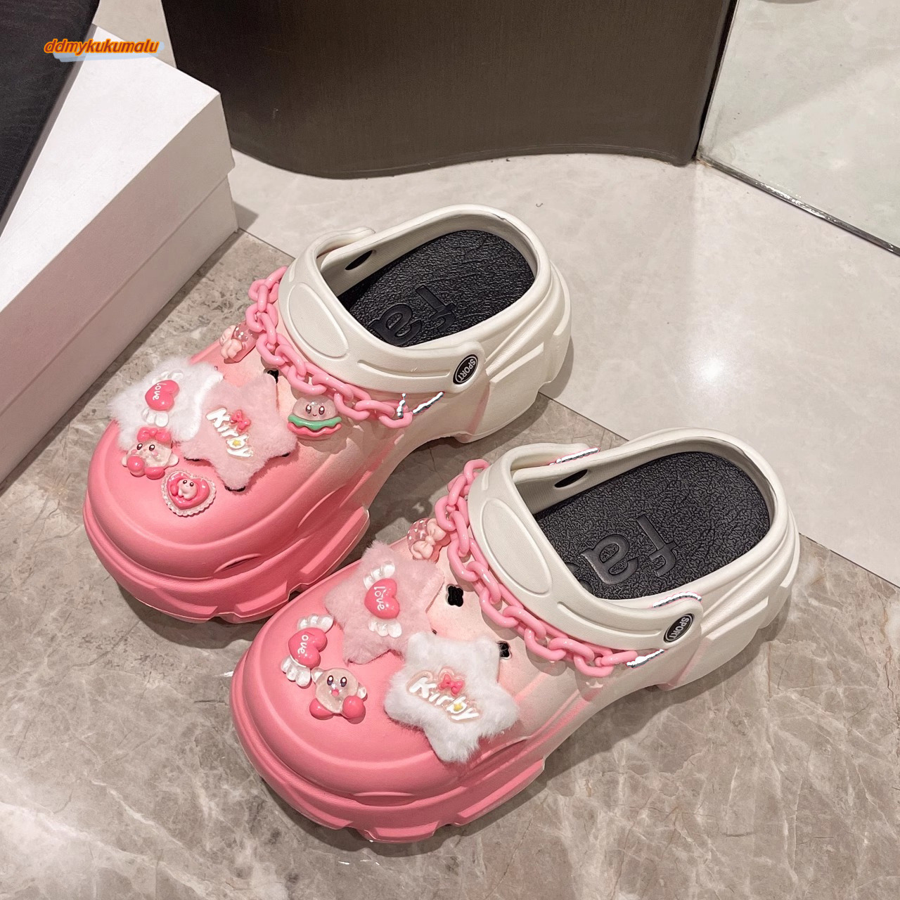 Dopamine thick soled hole shoes wearing summer, anti slip and increased in height, fairy style beach, two pairs of wrapped half slippers for women #dd