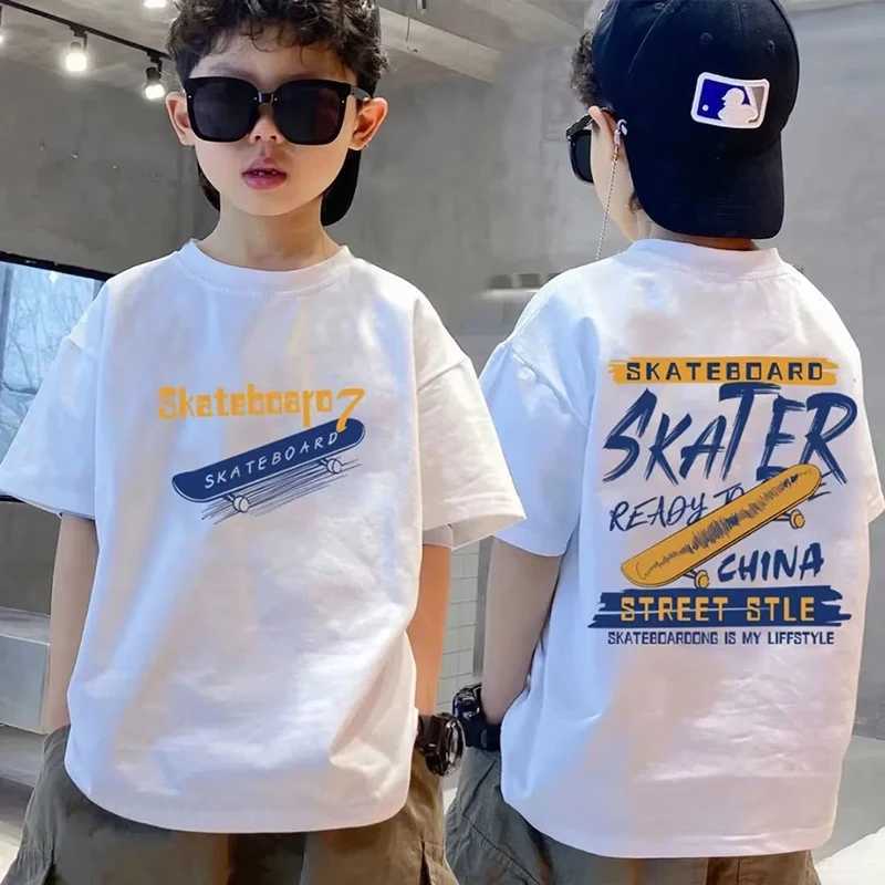 New Summer Kids Clothes Streetwear Print Letter T Shirt Short Sleeve Tops Tees Boys Girls Clothes 100%Cotton T Shirts ChildrenT250306