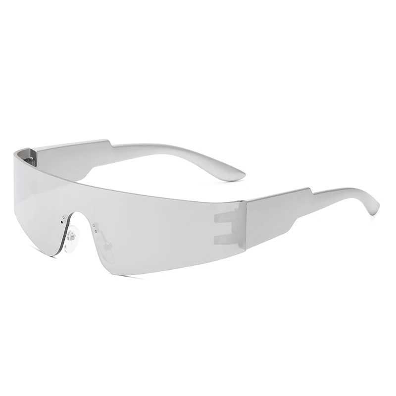 Future One Piece Y2K Rimless Sunglasses Women Retro Sun Glasses Mirror Punk Eyewear Vintage Steampunk Party EyeglassesXJ250306