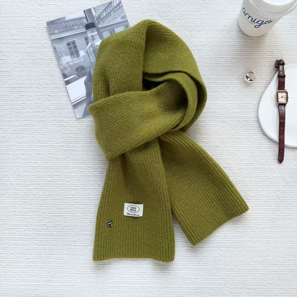 T232 new soft 100% pure wool vertical pit scarf solid color light luxury versatile neck scarf female couple universal style