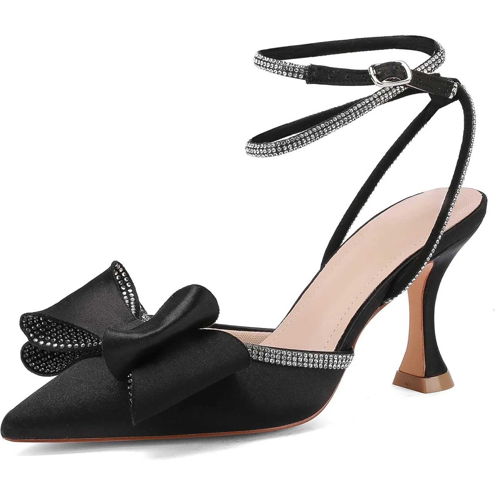 Black h pointed toe rhine slingback. Sexy high h reliable and elegant shoes. Y250306