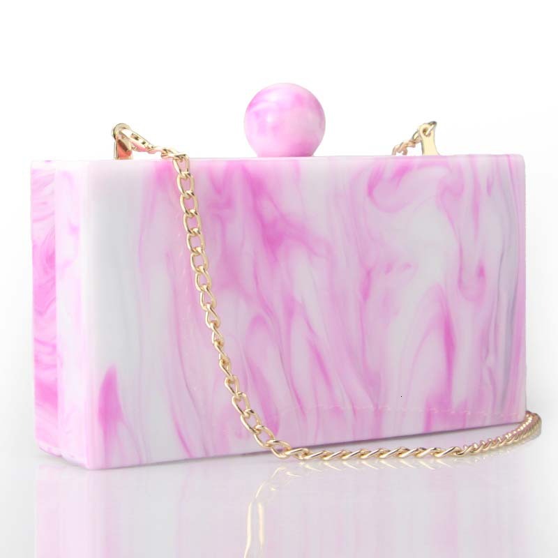 Ladies' New Marble Acrylic Fashionable Banquet And Wedding Bag Single Shoulder Diagonal Cross Bag Rhinestone Acrylic Clutch Clear Evening Bag For