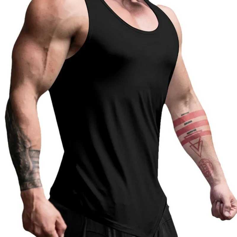 2024 Foreign Trade Mens Summer Sports and Leisure Tank Top Running Elastic Sleeveless T-shirt Tank TopT250318