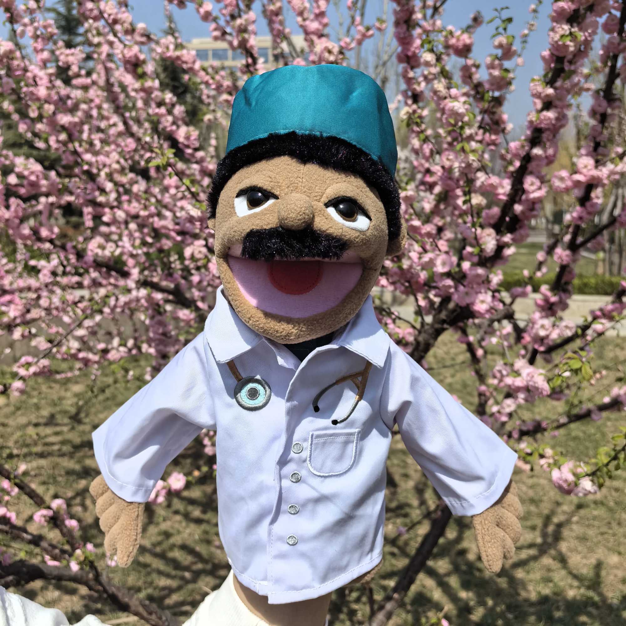 Free shipping Hand Puppets Plush toy professional Talk Movable Mouth Props Chef Police Prince Princess Doctor awards for childrens parties