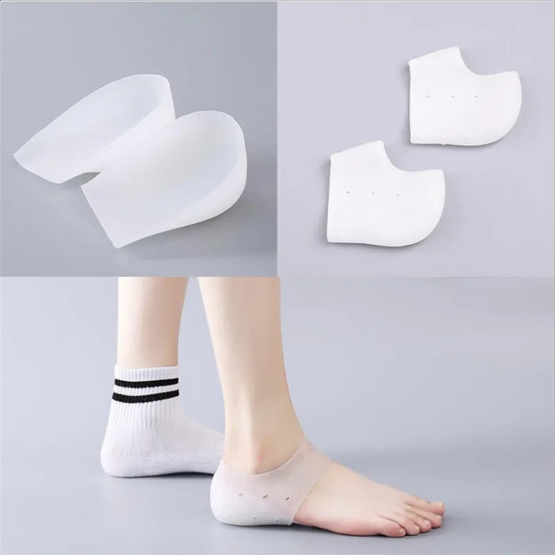 Unisex Invisible Height Increase 5CM Silicone Socks Gel Heel Pads Orthopedic Arch Support Heel Cushion Insoles Foot Massage Pad 250305