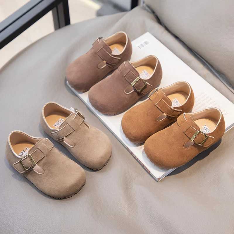 Kids Fashion Boys Casual Shoes Round-toe Buckle Soft Breatheable T-Strap Cute Children Girls Flats Solid Color Drop Shipping PUT250306