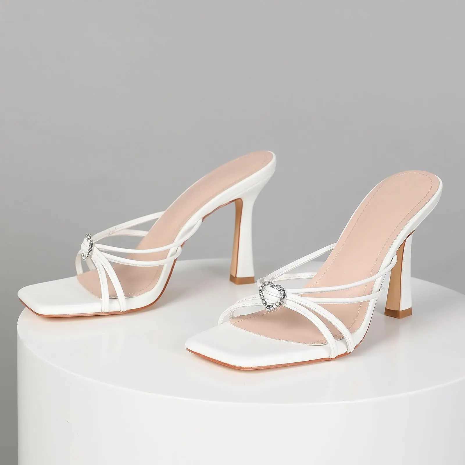 Wens dressy sandals open toe square stiletto heel. Elegant reliable summer slip- h for a sexy look. Y250306