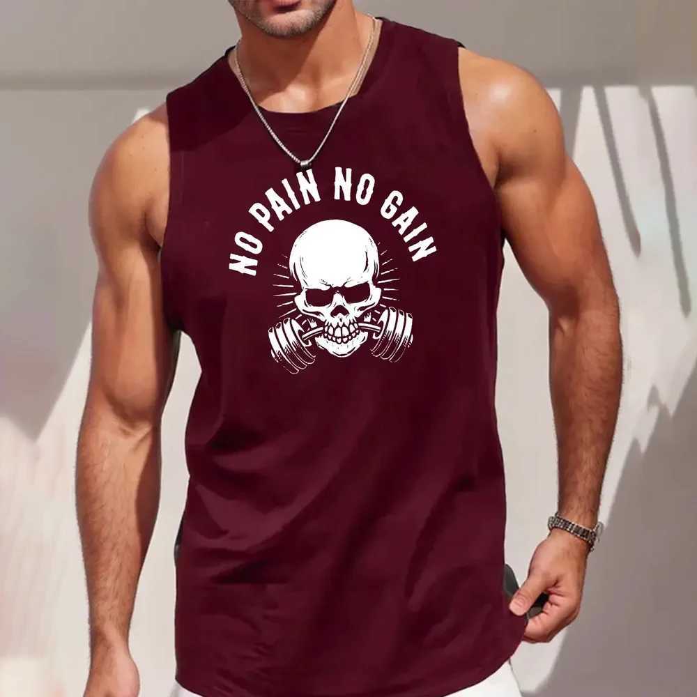 Summer Mens Sleeveless T-Shirt Fashion Braces Clothes Skull 3D Print Casual Outdoor Gym Clothing Man O Neck Pullover SportswearT250318