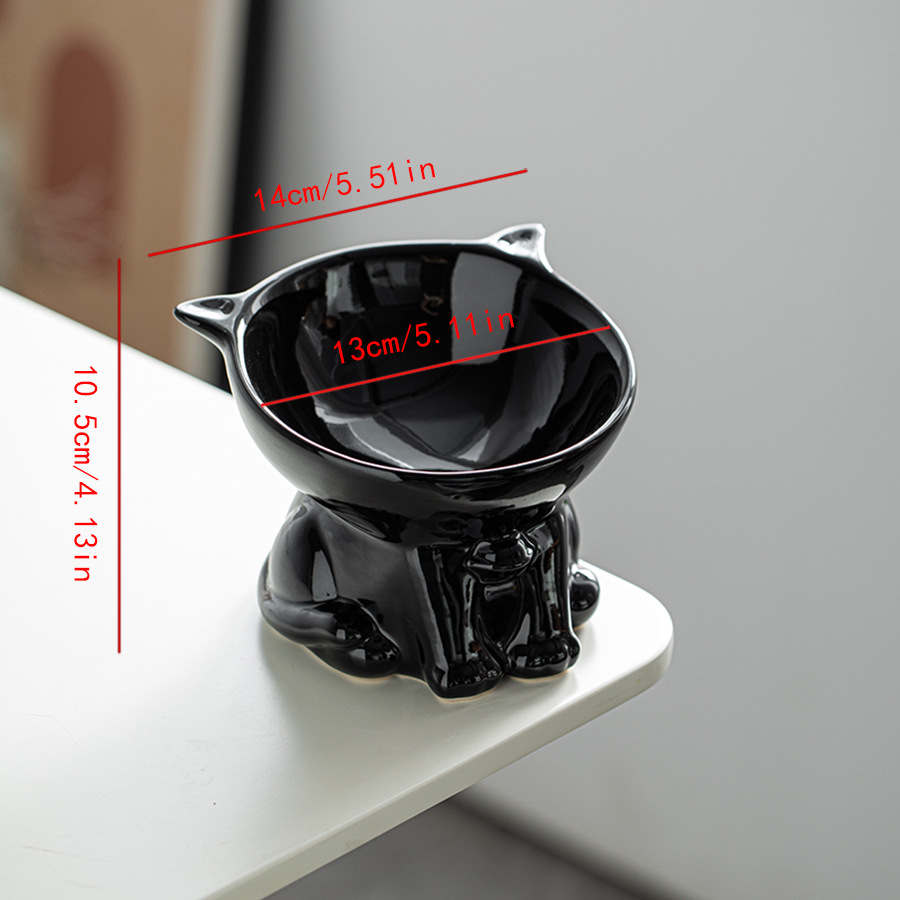 Cat Food Bowl, 150ML Ceramic Elevated Kitten Water Bowl, 15° Tilted Raised Pet Feeder, Anti Vomiting and Whisker Friendly Dishes for Fat Faced, Cat, K