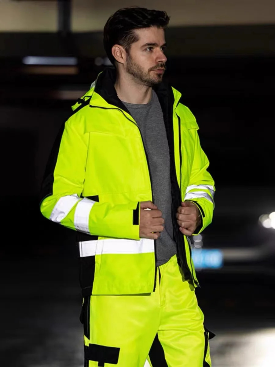 High visibility cotton winter anti cold safety reflective clothing road safety motorcycle riding reflective jacket 250305 - view 6