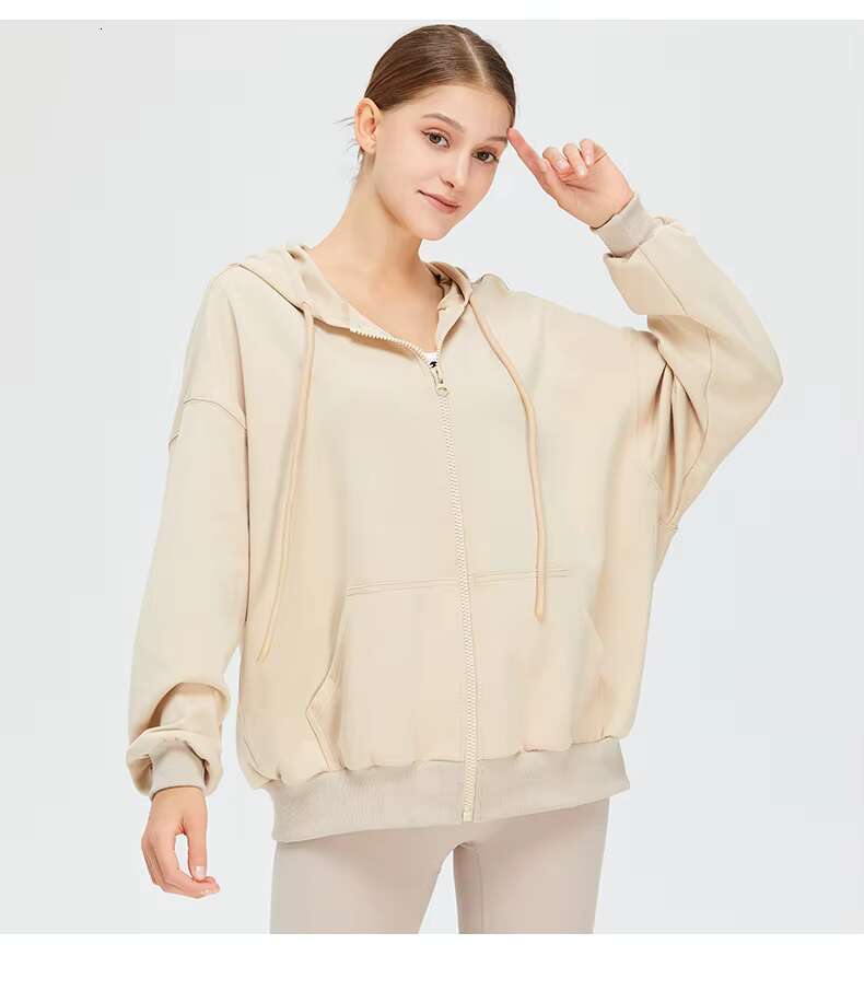 Wholesale High Quality Women's Drawstring Hooded Sports Jacket Custom 100% Cotton Casual Hoodie