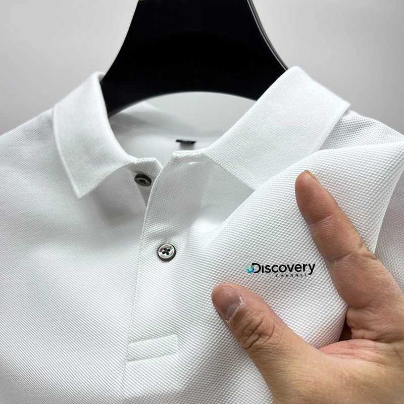 Mens Fashion Polo Shirt Summer Button Casual Mens Polo Shirt Solid Color T-shirt Brand Short Sleeve Casual Weight Loss Top X250306