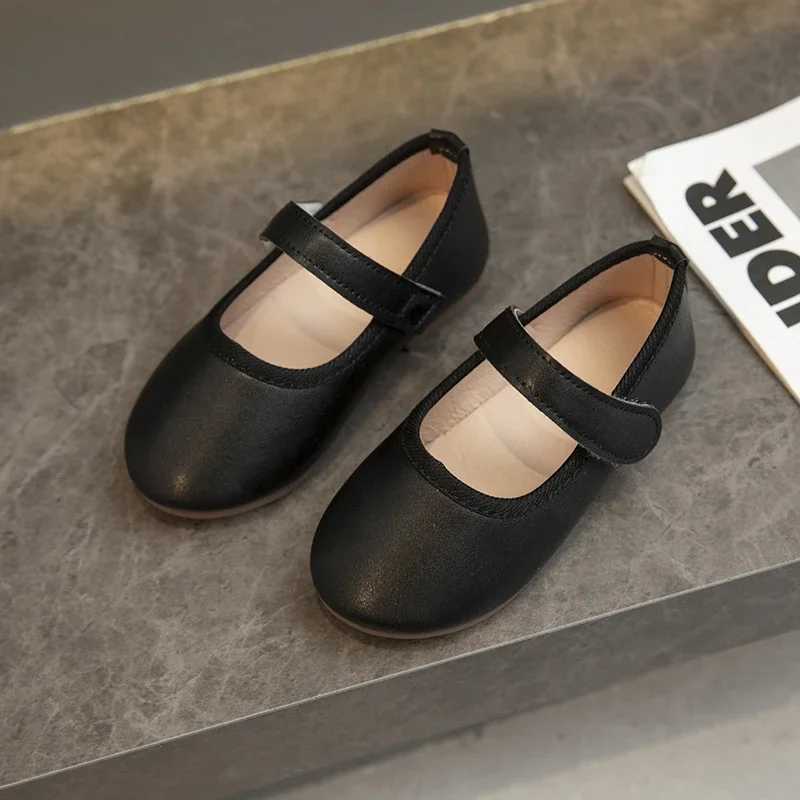 Little Girls Mary Janes Soft Leather Plain Design Autumn Children Princess Shoes Light Round Toe Daily 21-30 Toddler Kids FlatsT250306