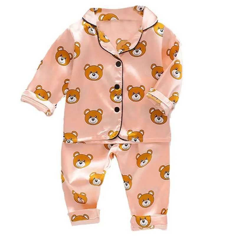 Boys and girls 0-4-year-old Pajama suit new spring and autumn silk long sleeve trousers Pajama suit comfortable home clothes M250306