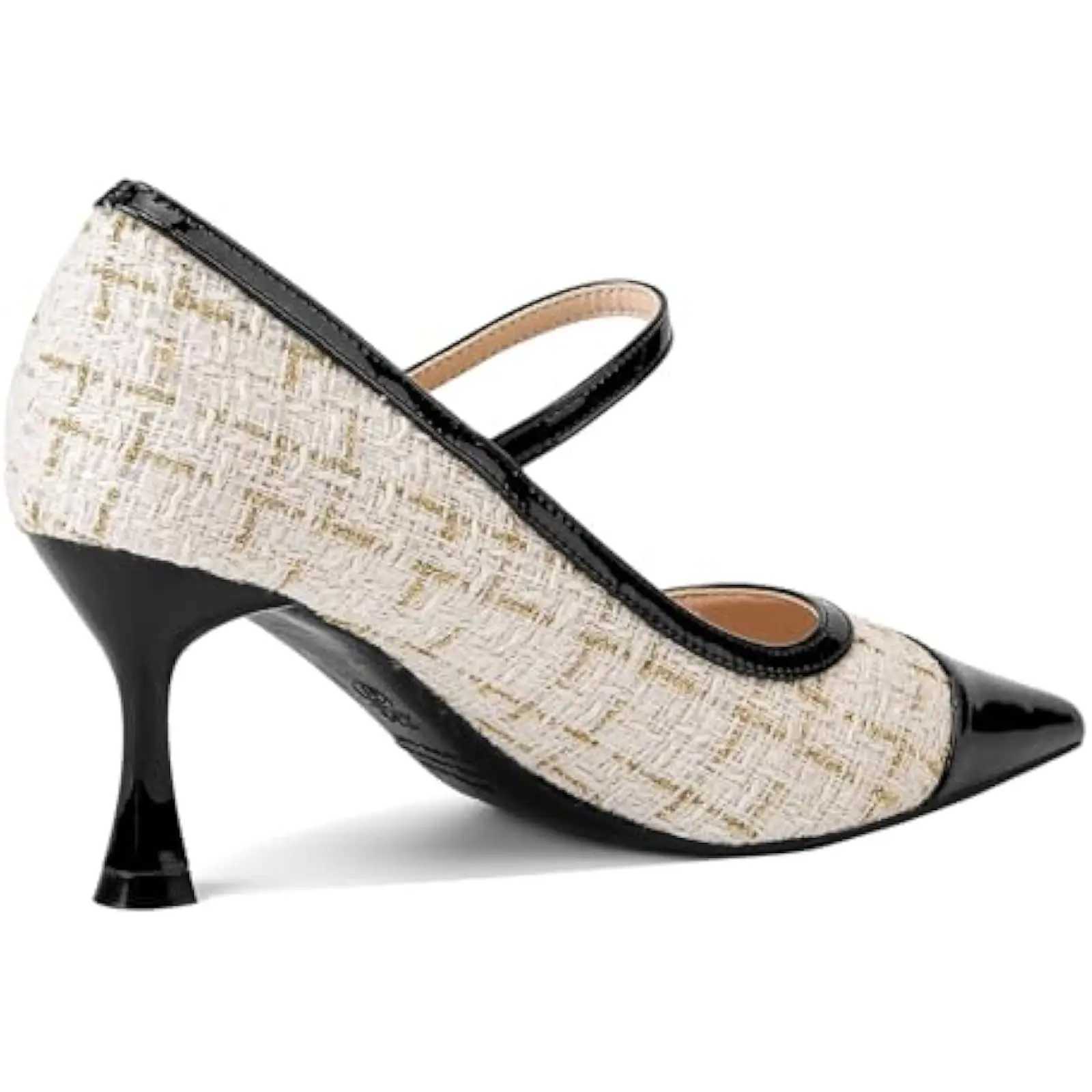 Glittery Mary Jane Kitten H for Wen Featuring a Pearl Buckle Sparkly Strap and Patent Pointed Toe Ideal for Formal We Y250306