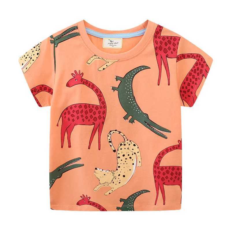 Jumping Meters 2-7T New Arrival Summer Boys Girls Tees Animals Tshirts Print Kids Tops Cotton Fashion Baby ClothingT250306