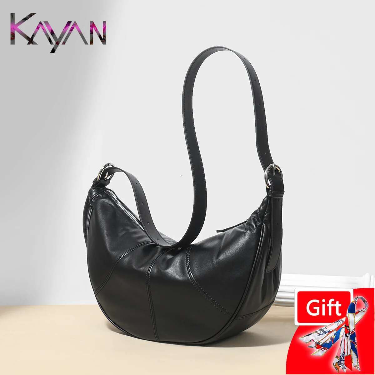 Lazy Style Natural Lambskin Women Underarm Shoulder Dumpg High Quality Leather Patchwork Female Crossbody Hobo Bag