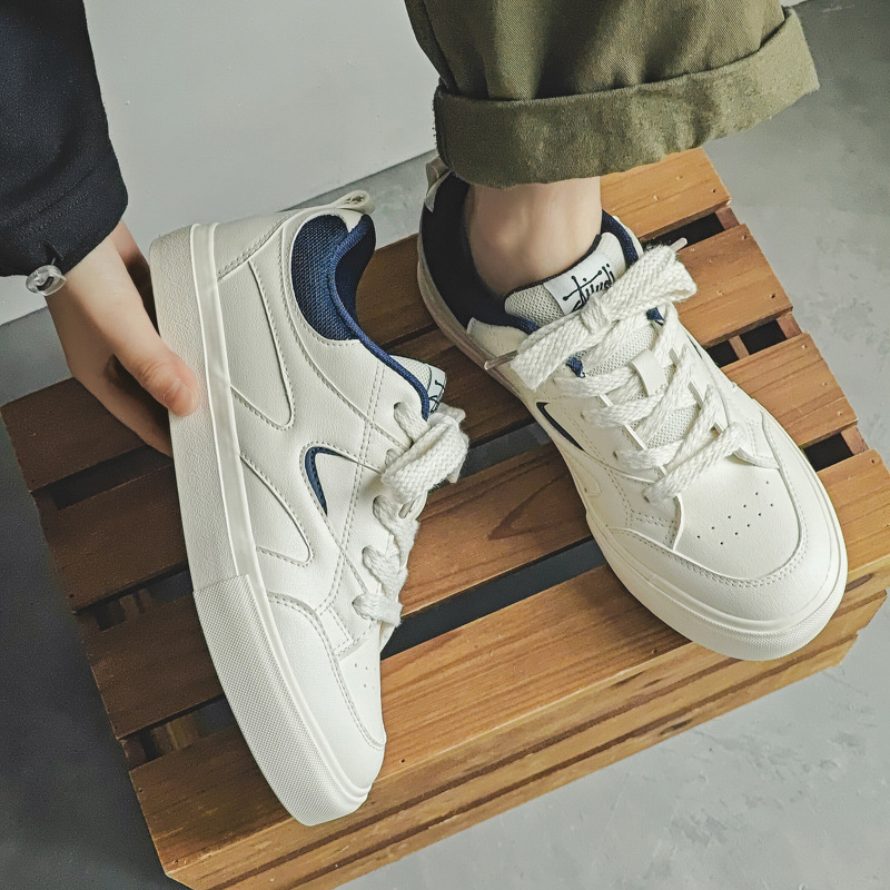 VASIBAEN men's shoes trend 2023 summer new breathable leather canvas shoes mesh versatile casual board shoes