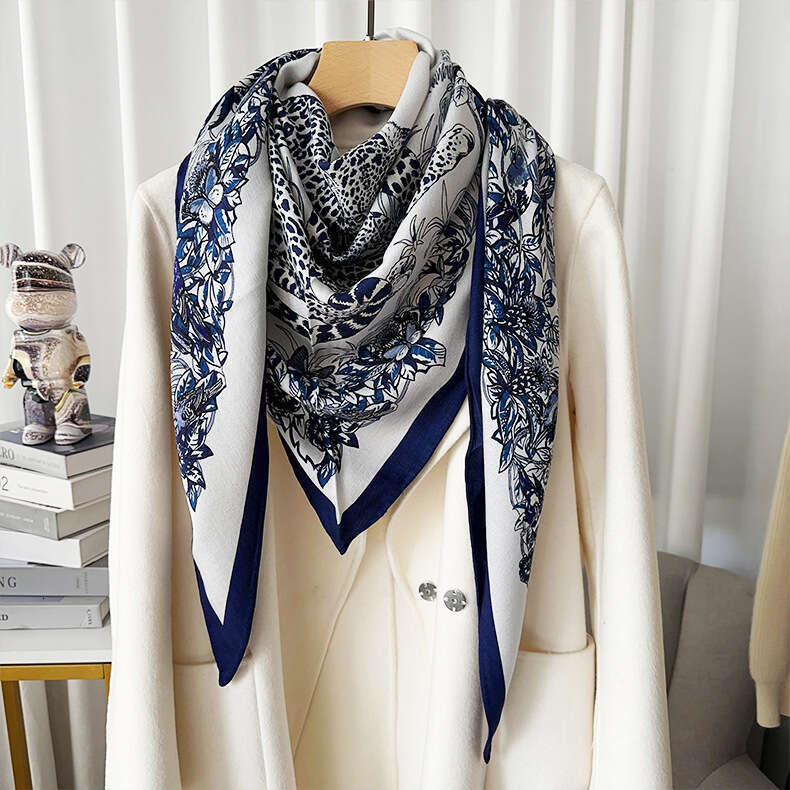 25 New Autumn Triangle Scarf Women's French Shawl Silk Wool Double sided Same Color