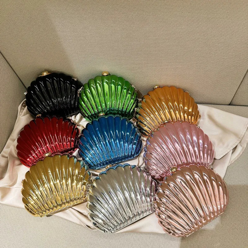 Women Silver Gold Shell Bag Cute Acrylic Evening Clutch Bag With Strap For Wedding Party Small Purses Handbags 250306