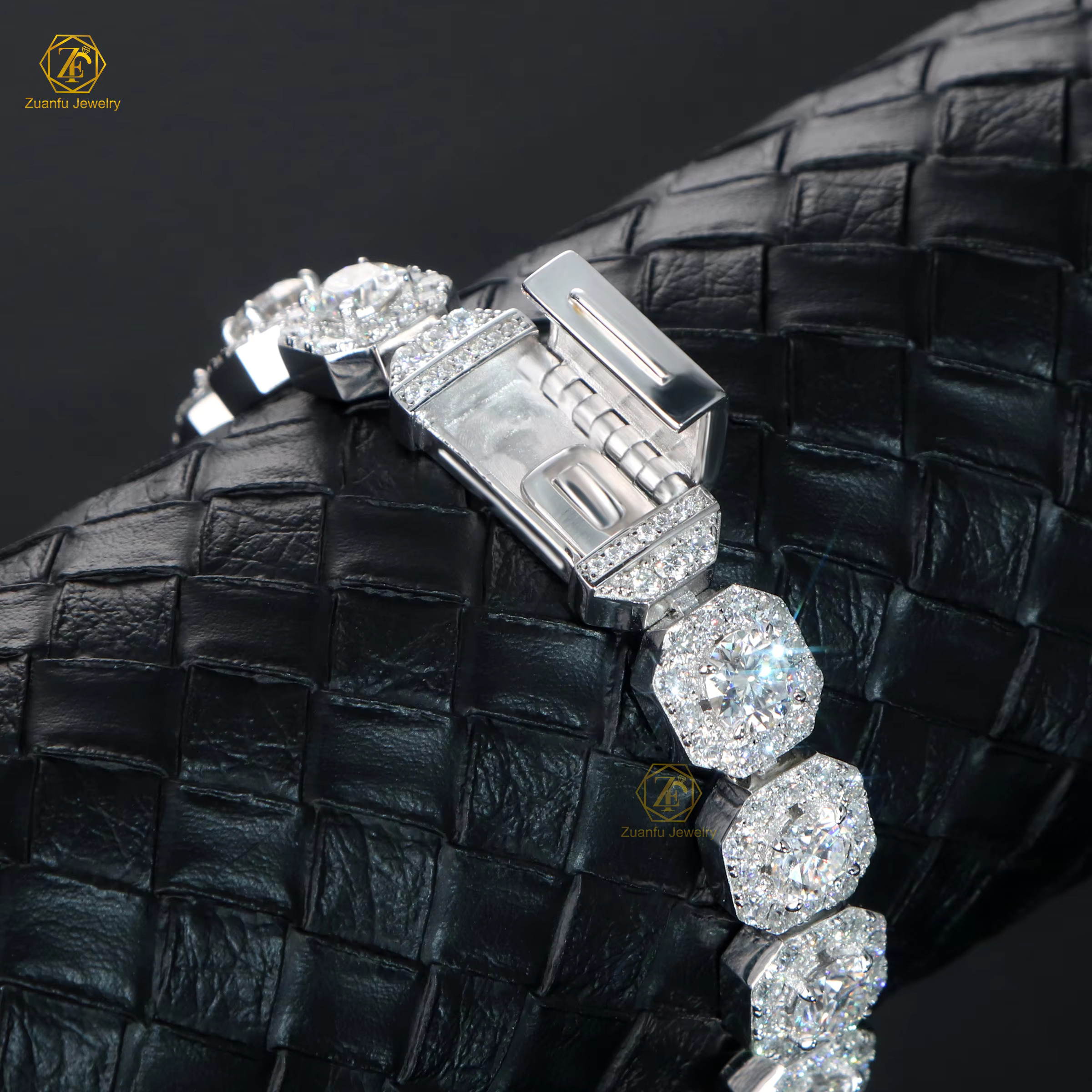 Cheap Hip Hop Iced Out D Color White VVS 925 Sterling Silver 6.5MM Moissanite Diamond Men 11mm Width Tennis Chain Bracelet