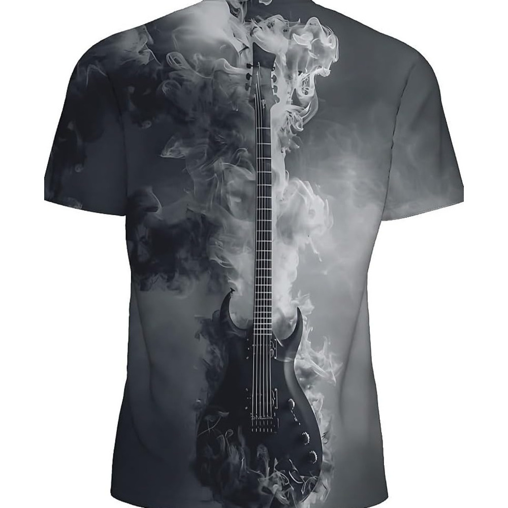 Mens T shirt Men's Novelty T-Shirts Graphic 3D Print Summer Short Sleeve T-Shirt Tee Shirt 3XL - Black Guitar Smoke tee Casual tops summer clothe