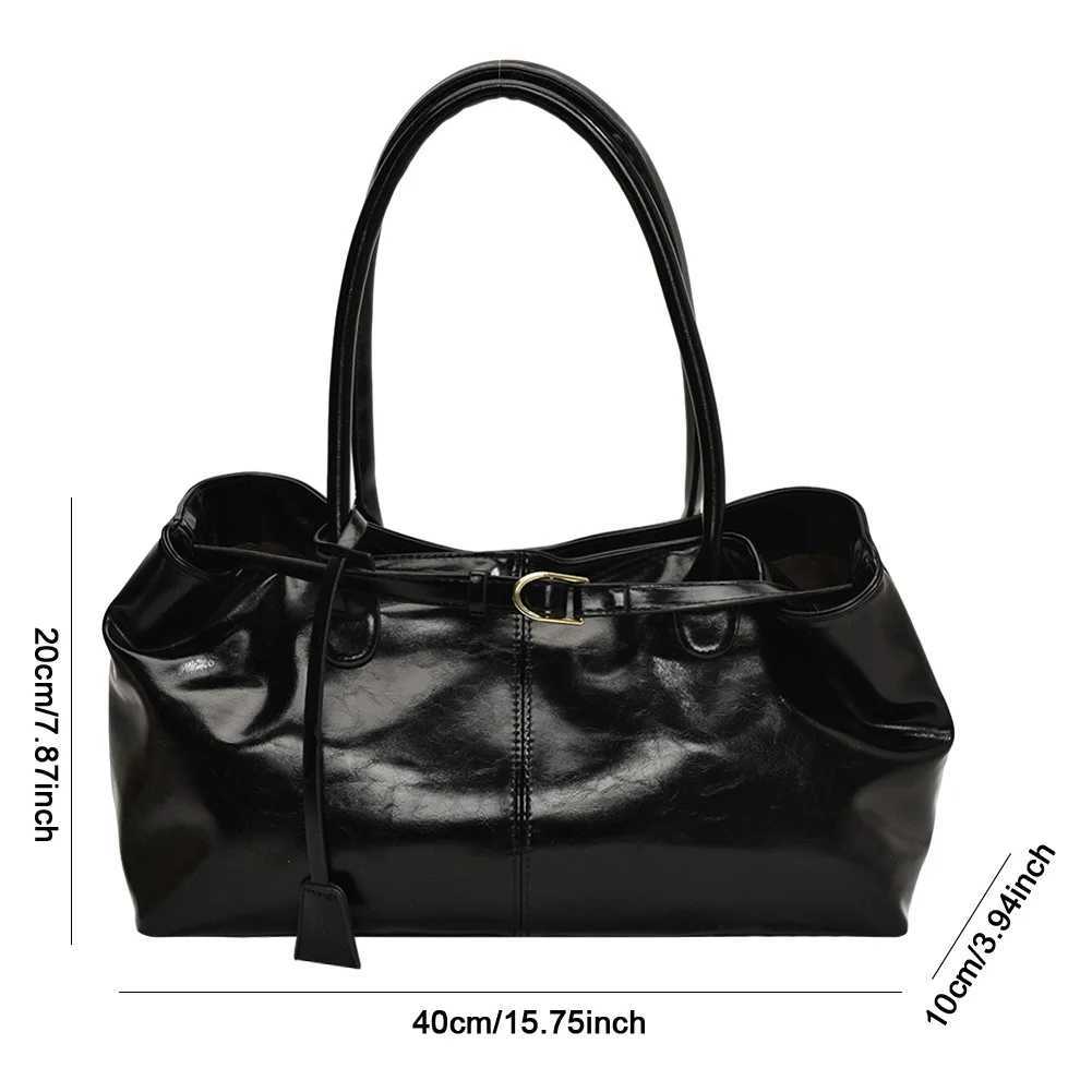 PU leather shoulder bag smooth top handbag vintage work bag fashionable womens bag shopping travel bag Y250320
