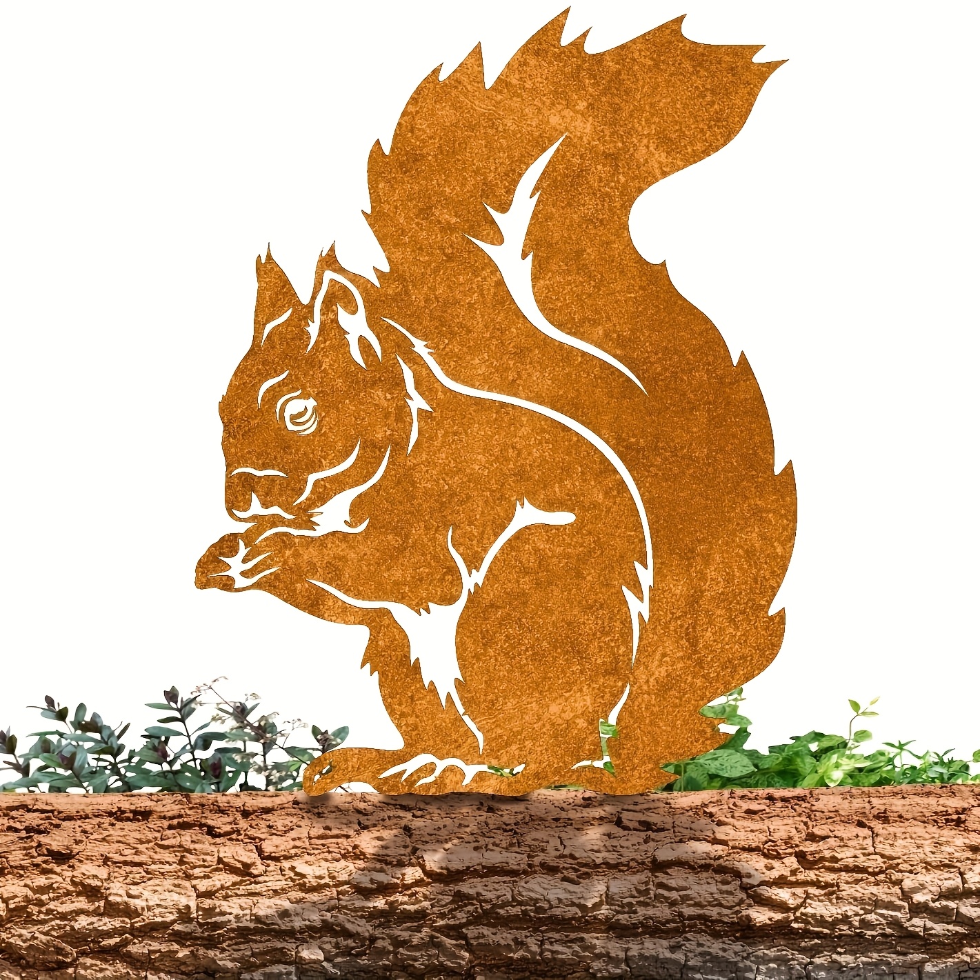 1 Piece Rustic Metal Squirrel Statue One Piece Rust Over Time Nature Inspired Crafts Garden Decorative Ground Plugs Metal Garden Ground Plugs