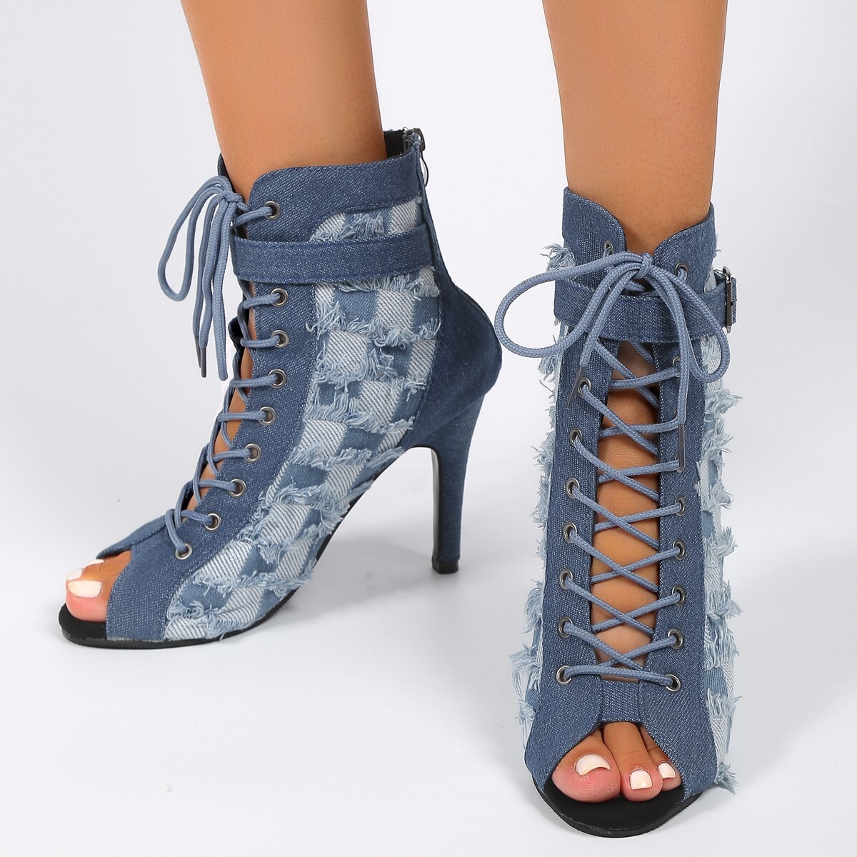 Ins canvas heel style sandals, plus size straps, women's new style, face height 2025 summer open toe ddmykukumalu