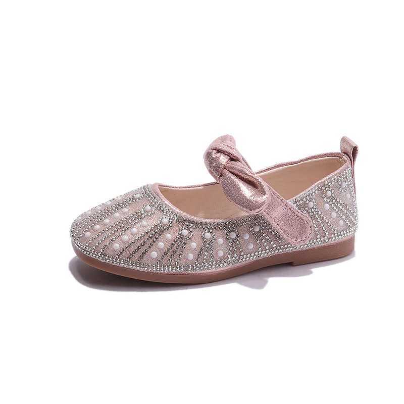 Girls Mary Jane 2023 Spring and Autumn New Children Round-toe Bow Flats Shine Sweet Princess Party Wedding Shows Leather ShoesT250306