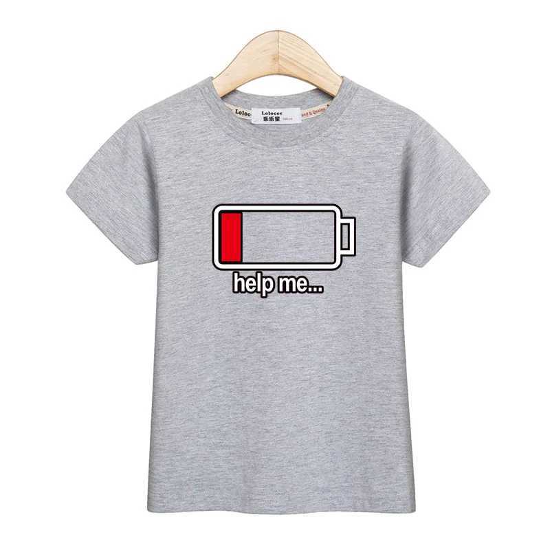 3-13T Children Casual T-shirt Battery Graphic Top Boys Summer Short Sleeved Shirt O-neck Cotton ClothesT250306