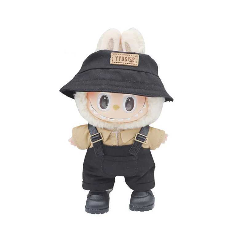 17cm Mini DollS Clothes Outfit Accessories For Labubu V1 V2 Striped overalls hats glasses shoes Cool handsome Clothing GiftT250307