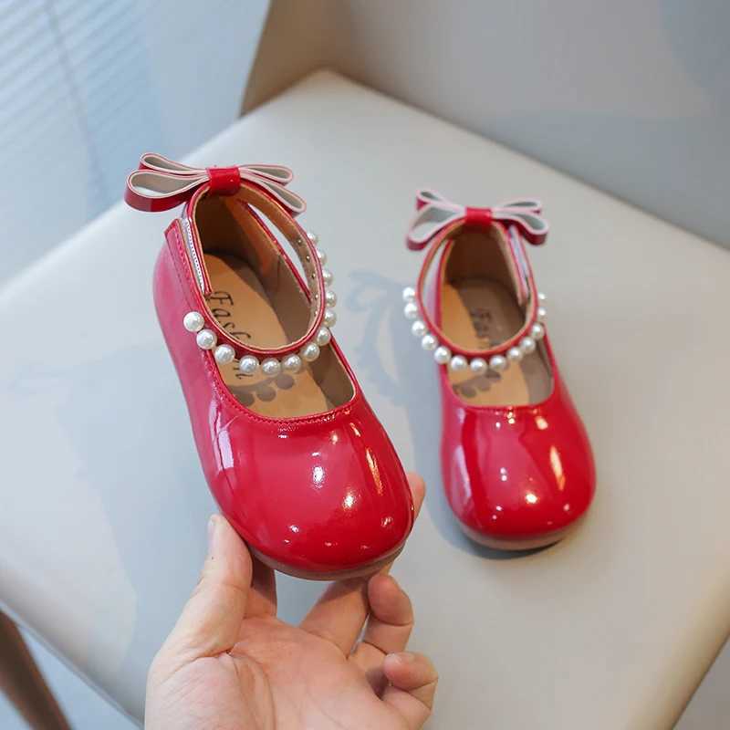 Spring Girls Mary Janes Beading Ankle-strap New Children Princess Shoe Patent Leather Four Colors Round Toe Kids Flats 23-35T250306