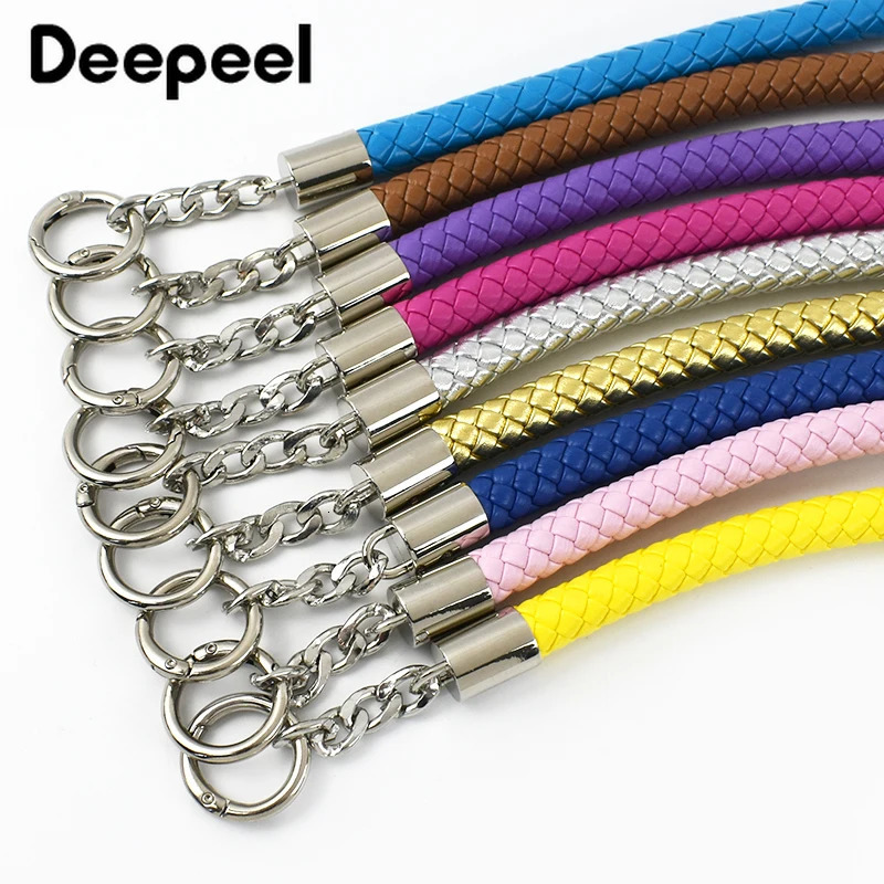 2Pcs 30-60cm Womens Bags Strap Weave Leather Rope Handles Handbag Shoulder Straps DIY Handmade Replace Chain Bag Accessories 250228