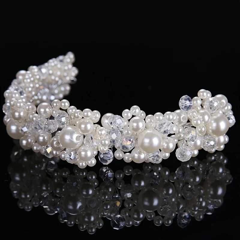 Pearl Crystal band Tiara Rhinestone Flower Bridal band For Wen Bridal Wedding Hair Accessories Jewelry Band band X250306