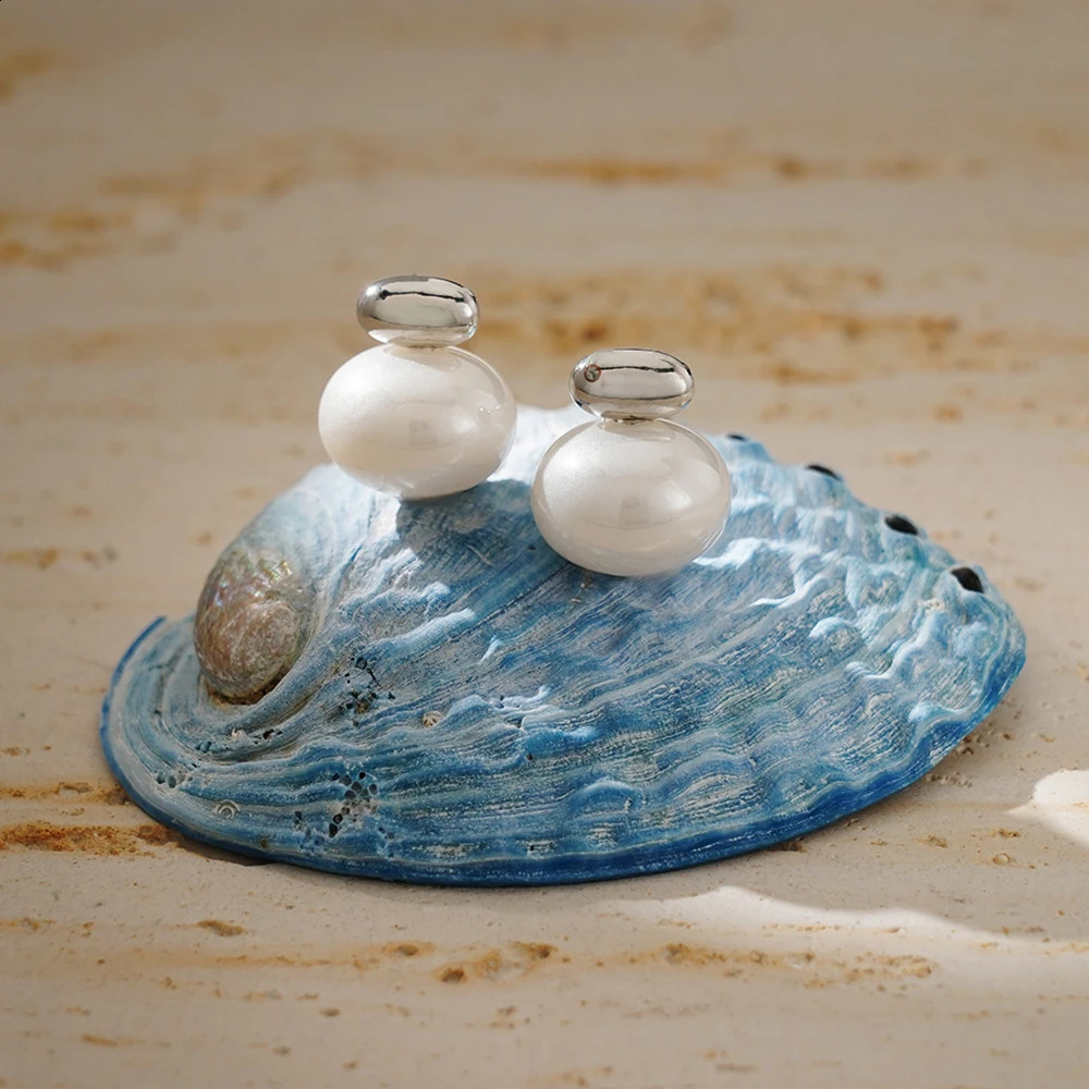 Coral Pearls Round Stud Earrings Charm Stainless Steel Small Golden Daily Jewelry Gold Platinum Plated 250304