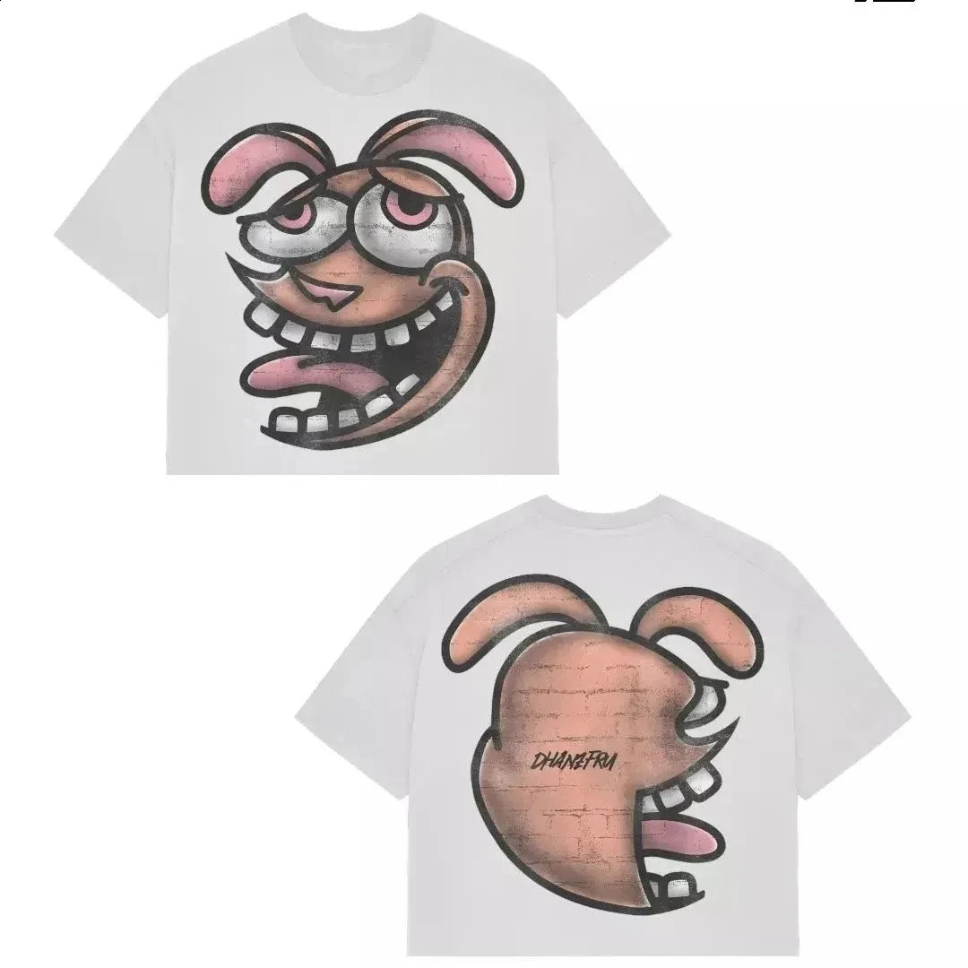 Street clothing Tshirt hiphop fun cartoon graphic printing oversized Harajuku Gothic cotton short sleeved mens 250227Z