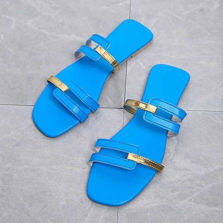 Plus Size 36-43 Shoes for Wen Summer Flat Flip Flops Shallow Casual Fem Slides Re Open Toe Slippers Slingback Sandals Y250306