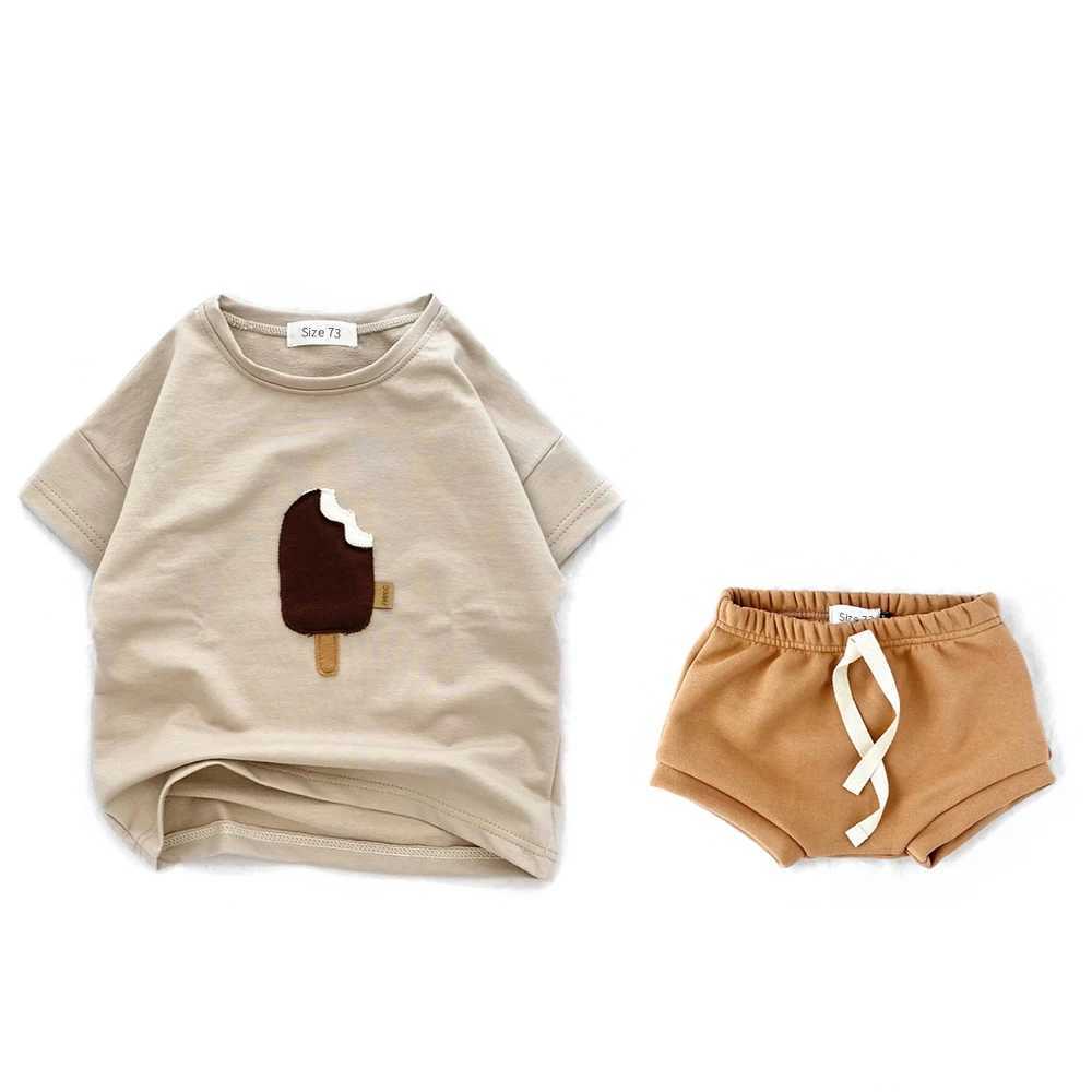 Toddler Kid Baby Boys Girls Clothes Summer Cotton T Shirt Short Sleeve Infant Top Cartoon Ice Cream Print Tee Childrens TshirtT250306