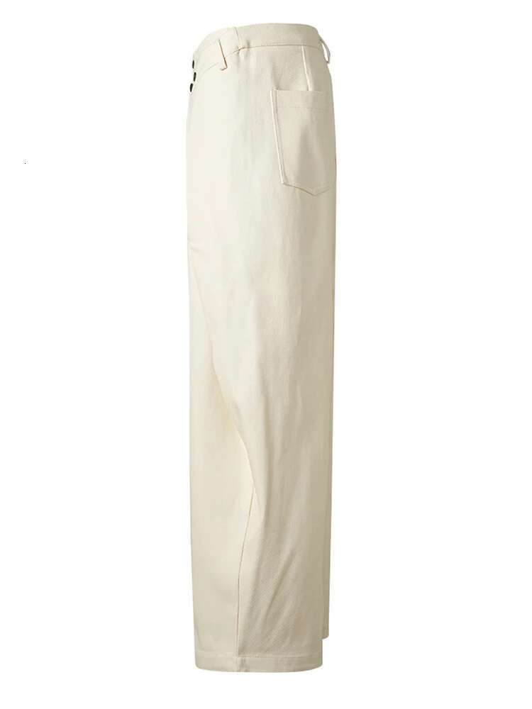 EAM High Waist Black Button Irregular Spliced Long Wide Leg Pants New Trousers Women Fashion Tide Spring Autumn 2025 Cpg2744
