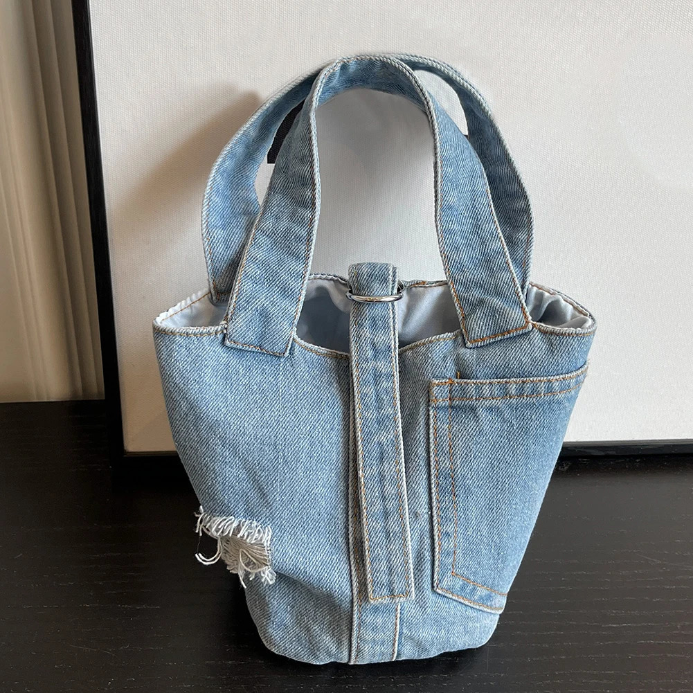Women Street Handbag Patchwork Denim Handle Handbag Fashion Casual Shoulder Bag Solid Color for Date Party Shopping for Women 250306