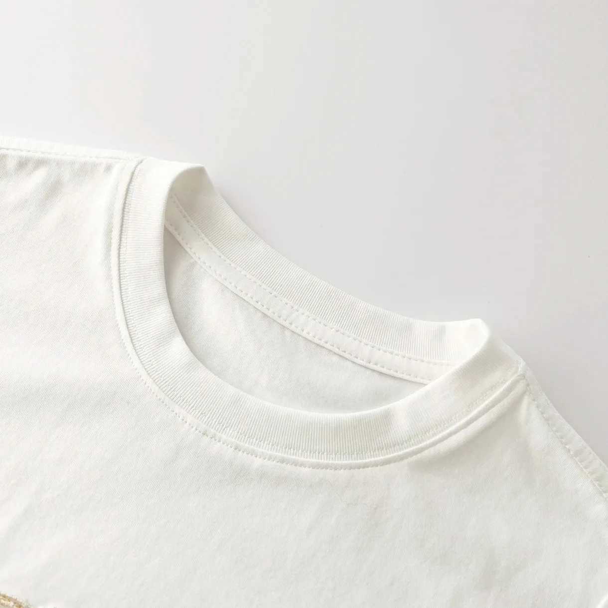 Children Girls 2025 Korean Summer T Shirts Patchwork Embroidery Cotton Round Collar Short Sleeve Kid Girls Tops Baby Girls TeesT250306