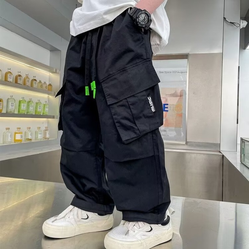 Ddmyshoesvip Boys Workwear Pants Spring Summer Thin Styles Middle Aged Young In Autumn Boys With Straight Sleeves And Loose Legs Street Dance Trend Fo