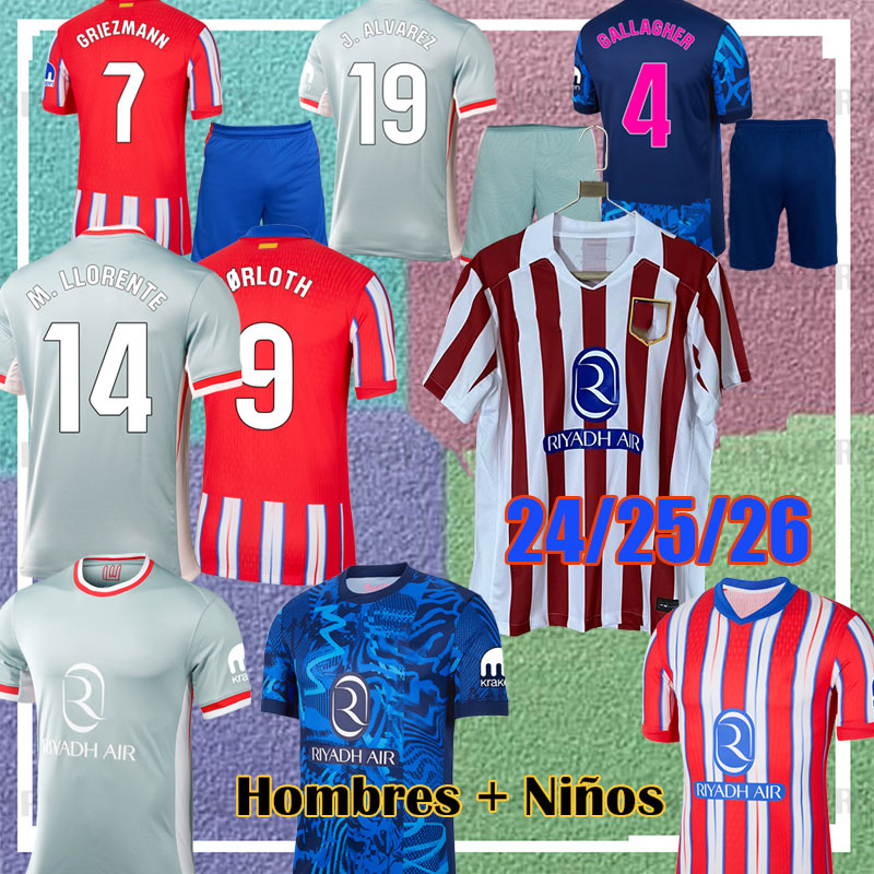 Atletico Madrids Soccer Jerseys 24 25 26 MORATA CORREA 2025 2026 Camisetas de futbol LEMAR men kids kit Football Shirt atletico de madrids