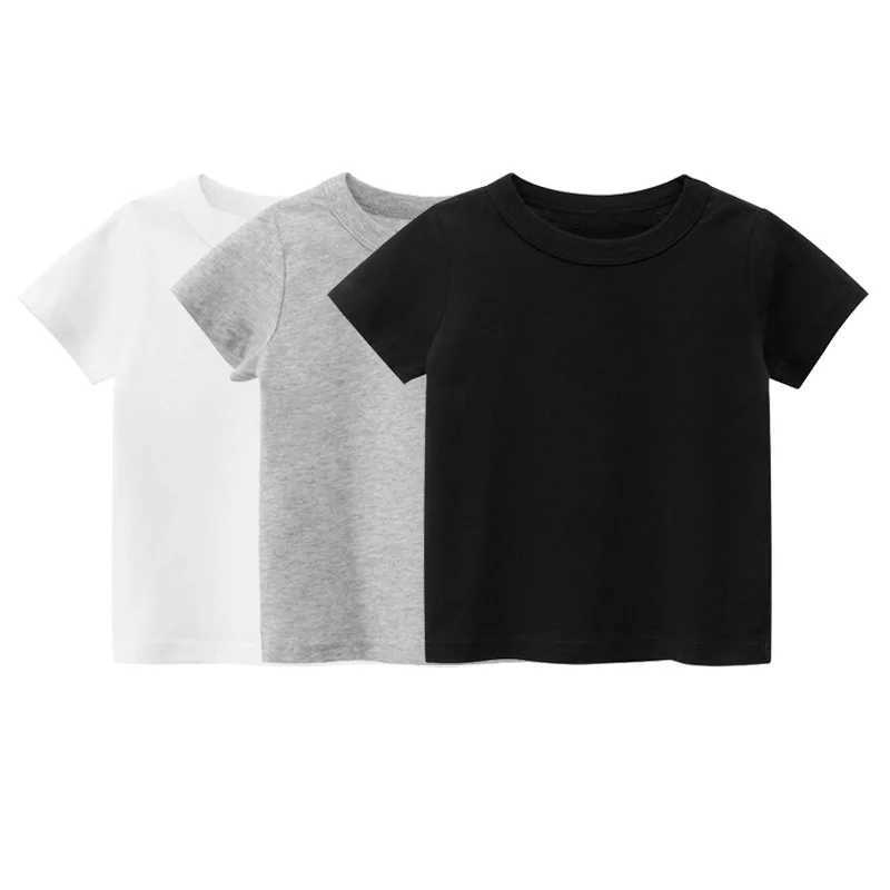 Summer Cotton Boys T Shirt Short Sleeve White Tshirt For Girl Solid Color Simple Childrens Clothing T-Shirts For Children Tops T250603
