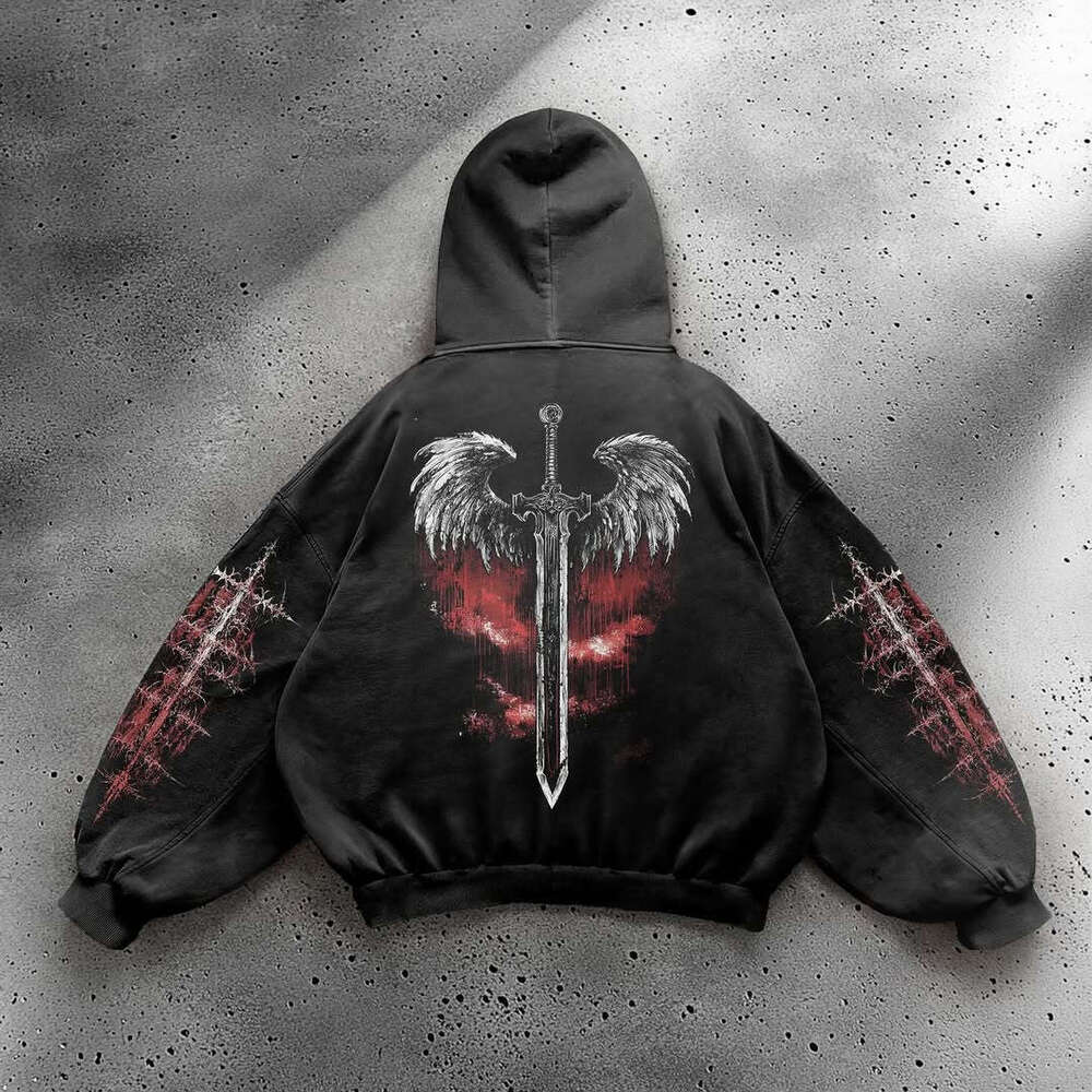 Personalized printed sweatshirt long sleeved pullover hooded jacket street trend y2k gift for man