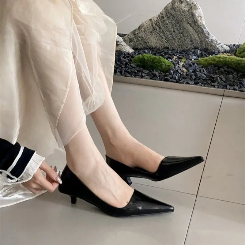 Fashion Women Patent Leather High Heels Lady Pointe Toe Gold Silver Heels Pumps Female Wedding Bridal Shoes Plus Size 35-45 250306