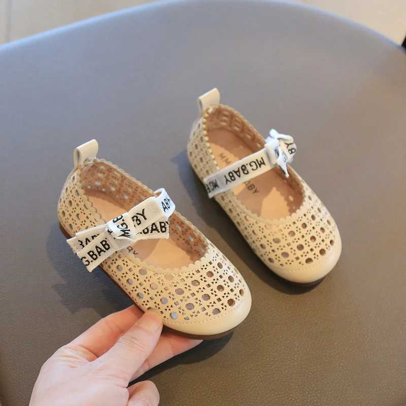 Girls Mary Janes Hollow-out Elastic Band Summer Breathable Kids Princess Shoes Classic Cover Toe Children Flat Shoe 21-30T250306