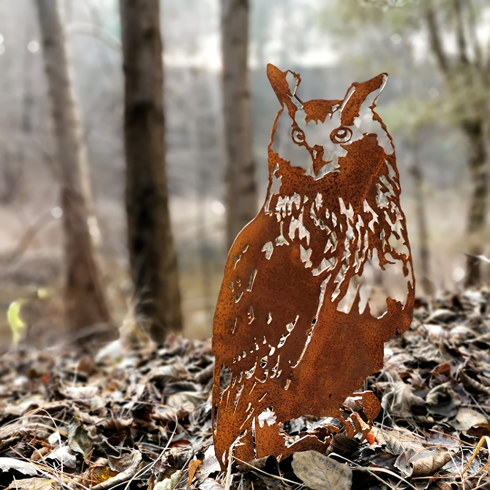 1 Piece Rustic Metal Owl Garden Statue Vintage Rusty Metal Owl Wall Art Durable Animal Decorative Owl Handmade Bird Patio Decoration
