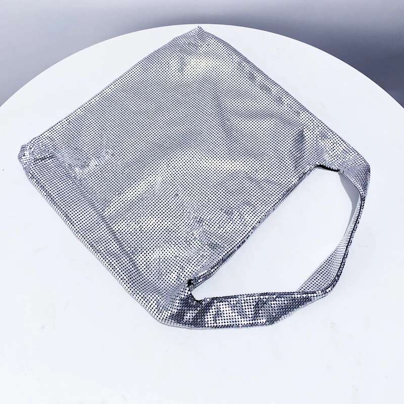 Aluminum Sheet Metal Mesh Sequins Tote Bags For Women Designer Handbag Purse 2024 New In Fashion Shoulder Evening Party